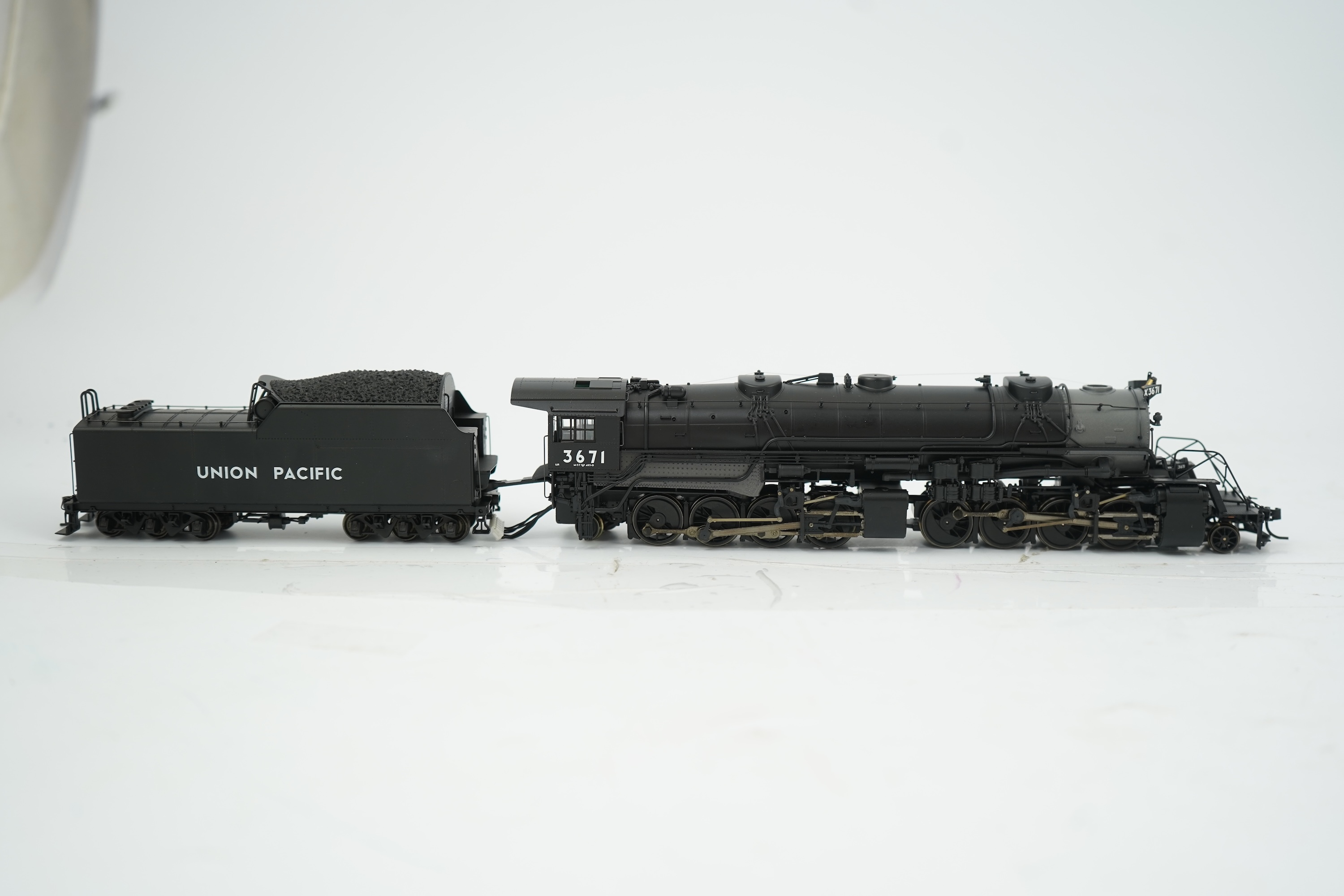 Two boxed HO gauge Proto 2000 Heritage Union Pacific locomotives; (23342) model of 3671, 2-8-8-2 tender locomotive, and (23343) model of 3673, 2-8-8-2 tender locomotive, both powered for two rail operation.